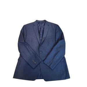 Ralph Lauren Blue Sport Coat Blazer 46L Men's Wool‎ Plaid Office
